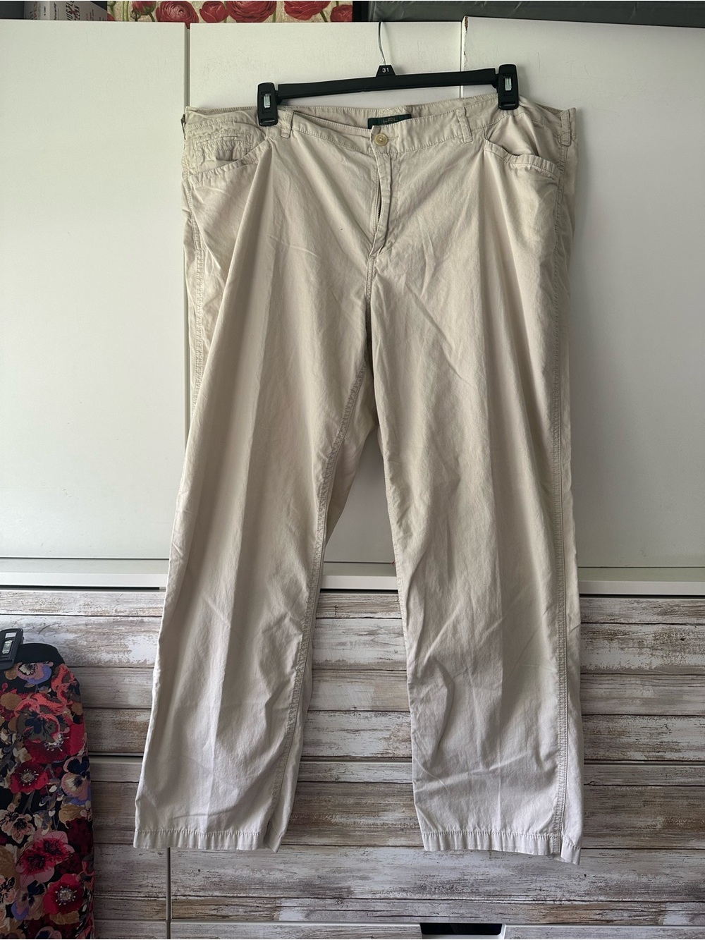 🤍 Lauren Ralph Lauren LRL Jeans Co. 20W Beige Straight Leg Cotton Pants